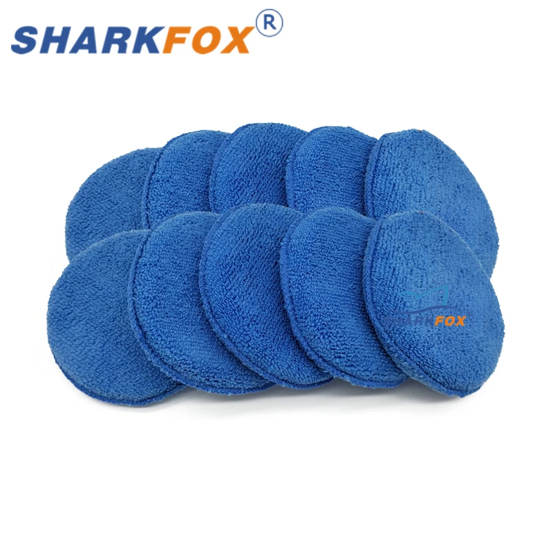 Sharkfox Car Wax Sponge 5 Inch Soft Microfiber Applicator Pad Manual Polishing Sponge Without Pocket For Apply Remove Wax Auto