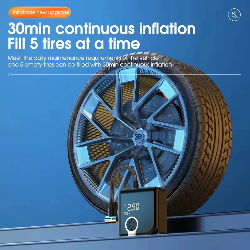 MQHS Mini Motorcycle Air Pump Portable Electric Air Compressor Treasure 150PSI Type C LED Multitool Inflator for Bike Car Ball