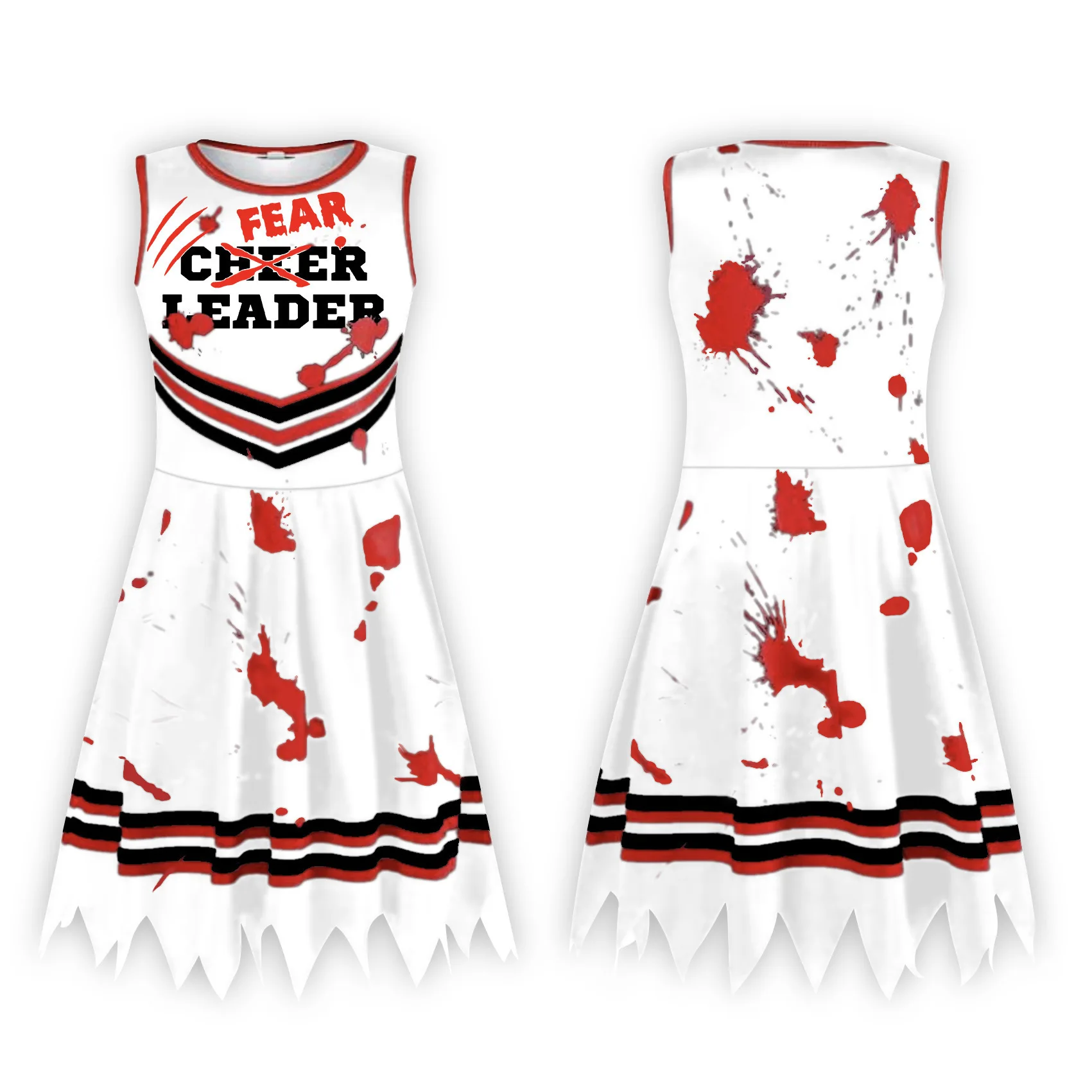 Novo Vestido de Halloween 2026 para Crianças, Fantasia de Performance de Zumbi Fantasma com Estampa de Sangue 3D, Estilo Rock para Meninas, para Palco