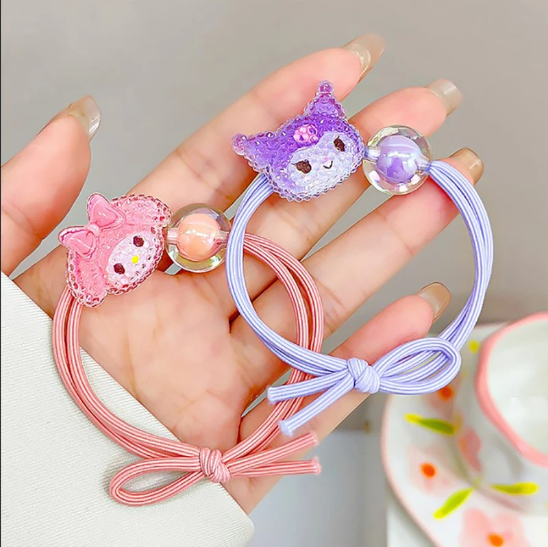 Sanrio Hair Ties Anime Hair Ring Ornaments Hello Kitty My Melody Kuromi Hair Rope Cartoon Accessories Girl Gift