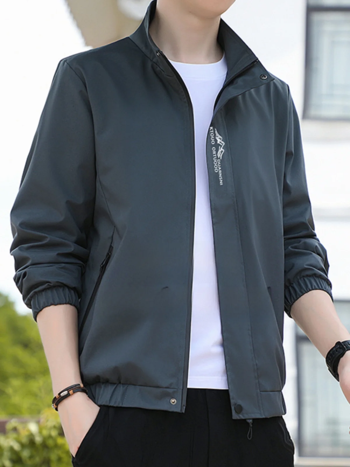 

Мужская куртка свободного кроя большого размера с воротником-стойкой, весна-осень, новая модная модель из полиэстера, молодежный стиль