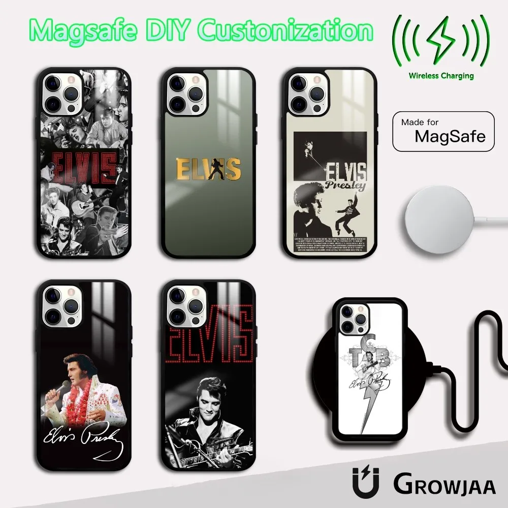 E-ElviS P-Presley Singer Phone Case For IPhone 16 15 14 13 12 11 Pro Max Plus Mini Magsafe Mirror Wireless Magnetic Cover