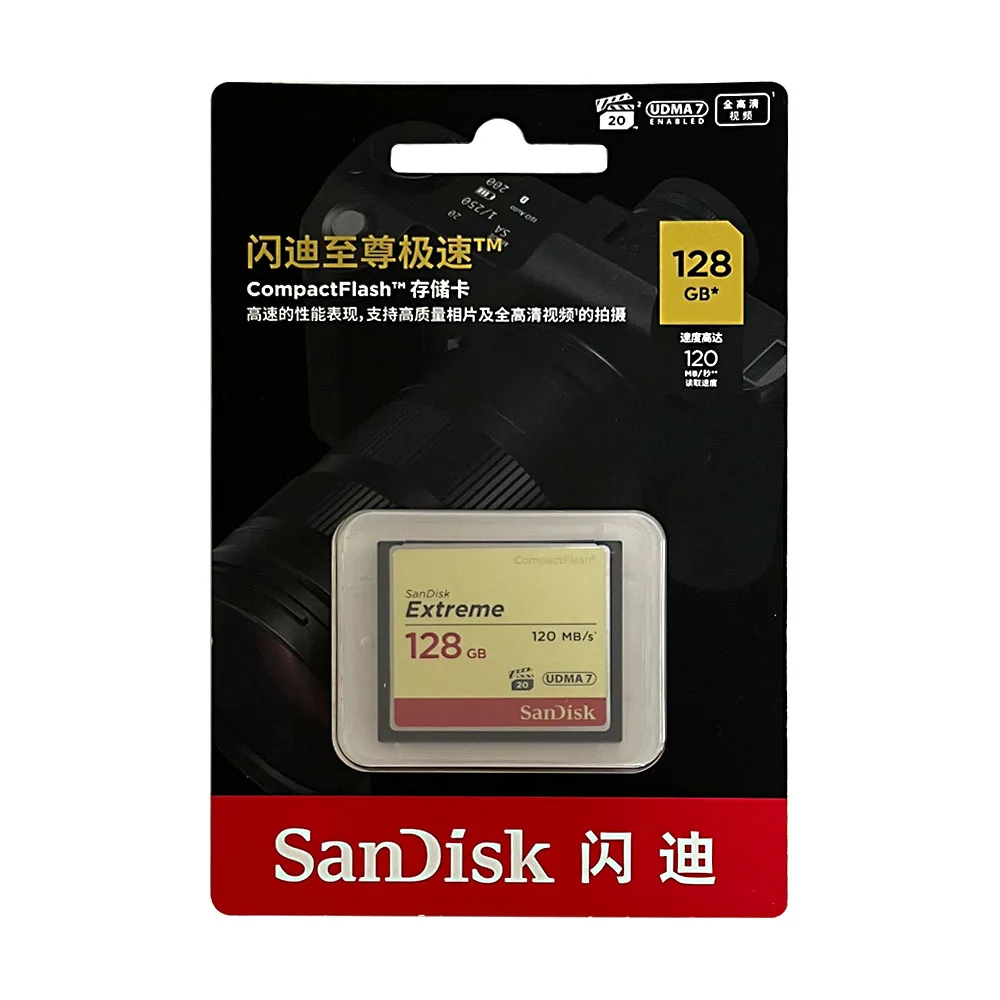Sandisk CompactFlash 32G 64G 128G CF Memory Card 800X High Speed Compact Flash CF Card Applicable Digital Cameras/DSLR Cameras