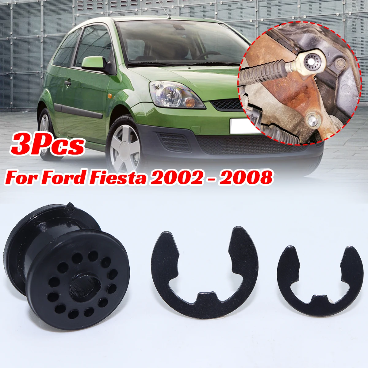 3PC For Ford Fiesta Shifter Cable Bushing Manual Transmission Gear Selector Shift Linkage Lever End Grommet Pivot Rubber 02-2008