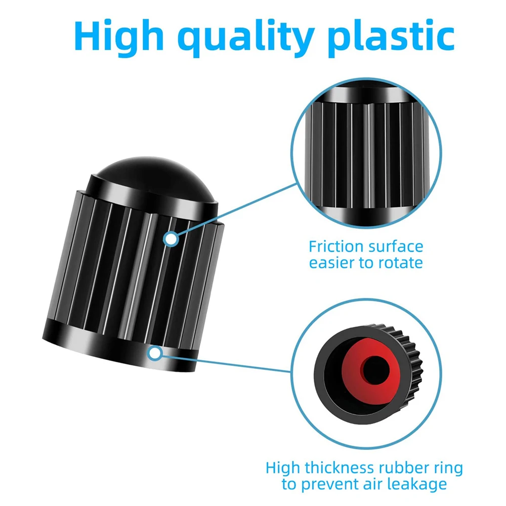 Tyre Valve Dust Caps Valve Stem Covers Plastic Tire Caps With O Rubber Ring For Car, Motorbike, Trucks, Bicycle Airtight Seal