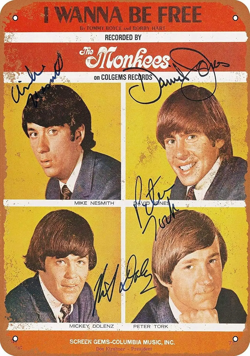 Metal Sign - The Monkees I Wanna Be Free Retro Wall Decor Home Decor-aluminum