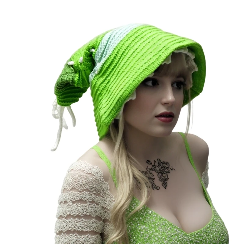 Knit Witch Hat Pointed Hat for Halloween Parties Masquerade Event Headwear