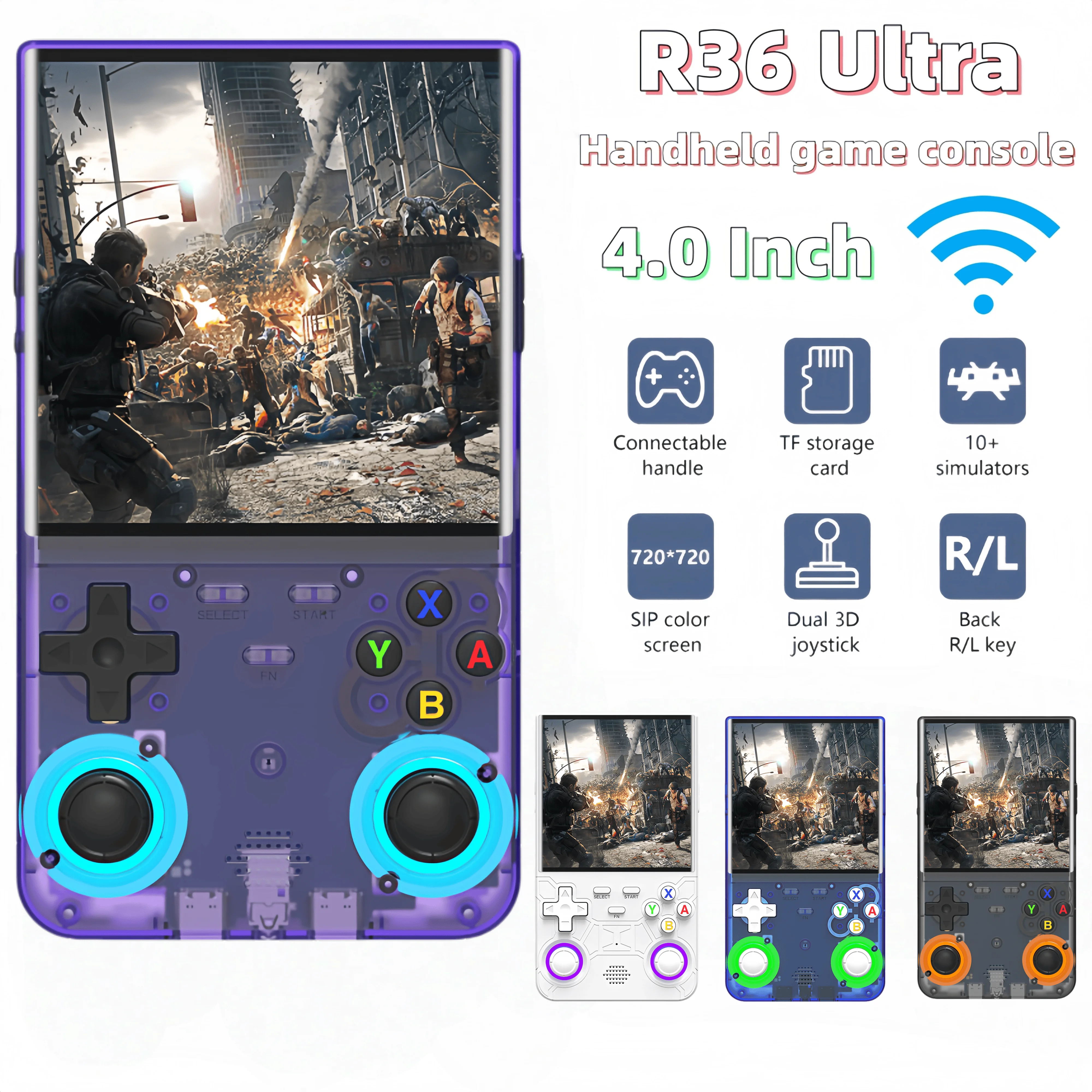 Console de jeu vidéo rétro portable R36 Ultra avec écran IPS, 128 Go, lecteur de poche avec système Linux et jeux R36S préchargés
