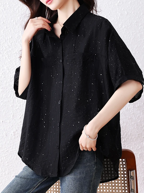 

Slimming Large Size Women's Fashionable Loose Short Sleeve Shirt Summer 2026 Elegant Casual Style Simple Design Top