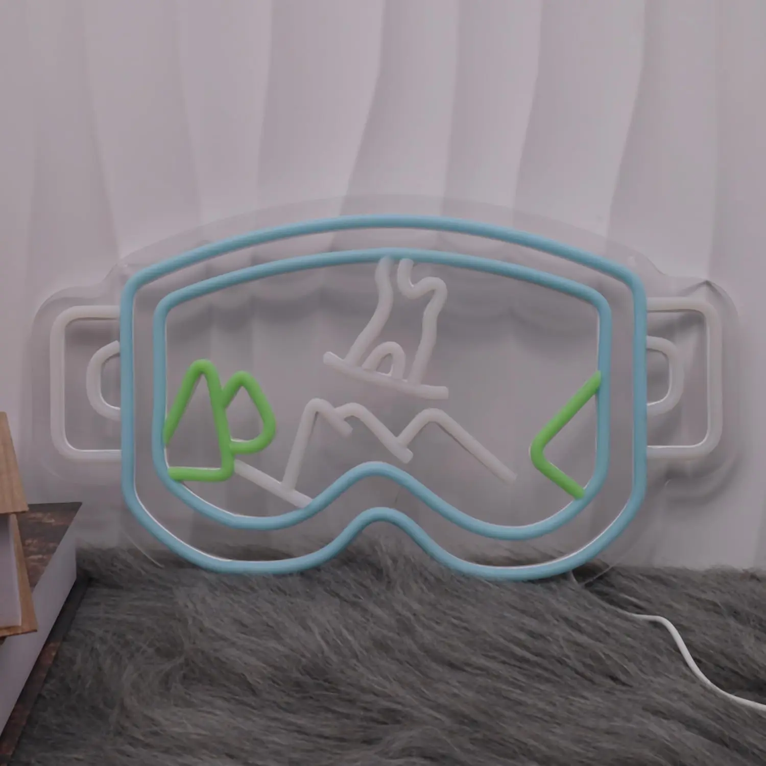 نظارات التزلج النيون USB عكس الضوء LED ضوء النيون تسجيل لشرب بار رجل كهف غرفة نوم فندق متجر لعبة غرفة ديكور جدران الطرف