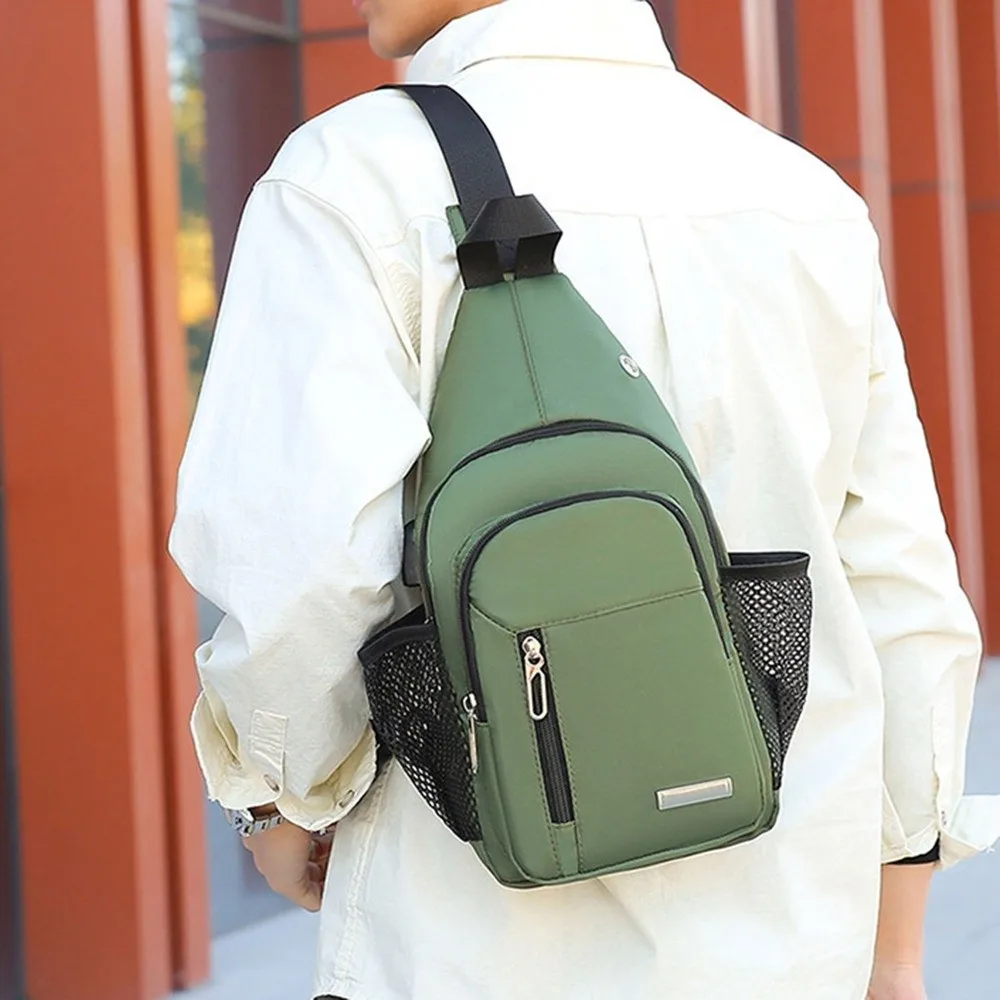 

Casual Glow Men's Chest Bag Waterproof Multifunctional Nylon Crossbody Bag Large Capacity Commuting Cycling Shoulder Bag Boys