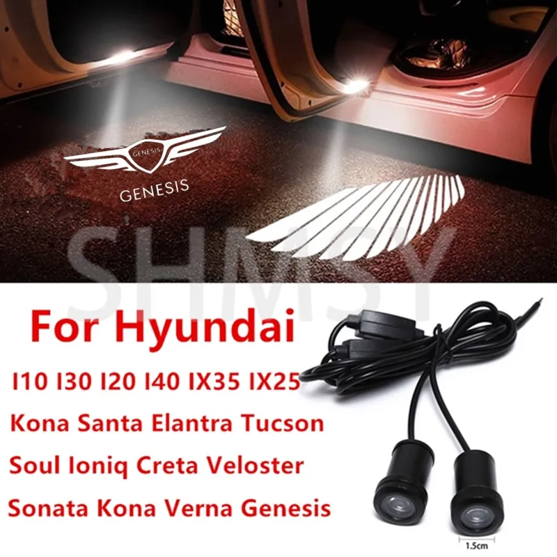 2 Stück LED-Autotür-Höflichkeitsbeleuchtung für Hyundai Tucson I10 I20 IX30 I40 IX35 Accent Kona Solaris Genesis G70 G80 G90 GV70 GV80 GV60 – Detail 1