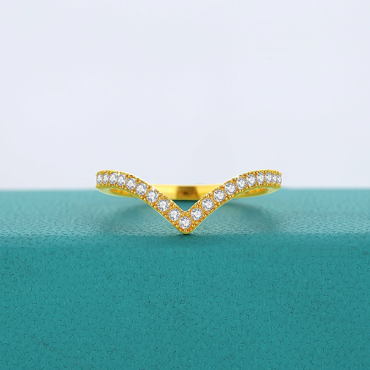 Luxury Brand 100% Real 14k Gold V Shape Ring Moissanite Diamond Women Jewelry With AU585 K Gold Certificate Valentine’s Day Gift