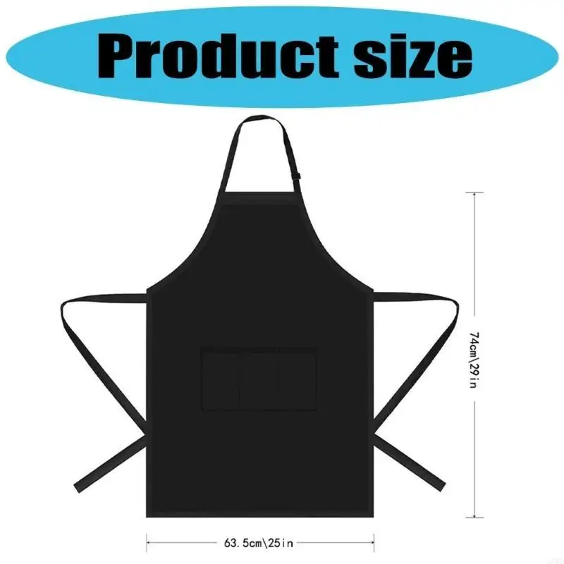 270D unisex czarne fartuchy, 3 kieszenie regulowany fartuch na szelkach szefowie kuchni fartuchy kuchenne