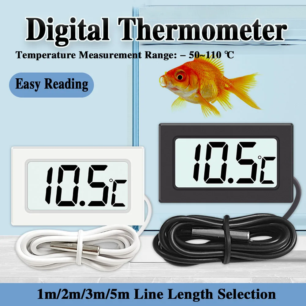 Fish Tank Thermometer, Electronic Digital Display, Water Temperature Gauge, Refrigerator, Air Conditioner, Freezer, Aquaculture