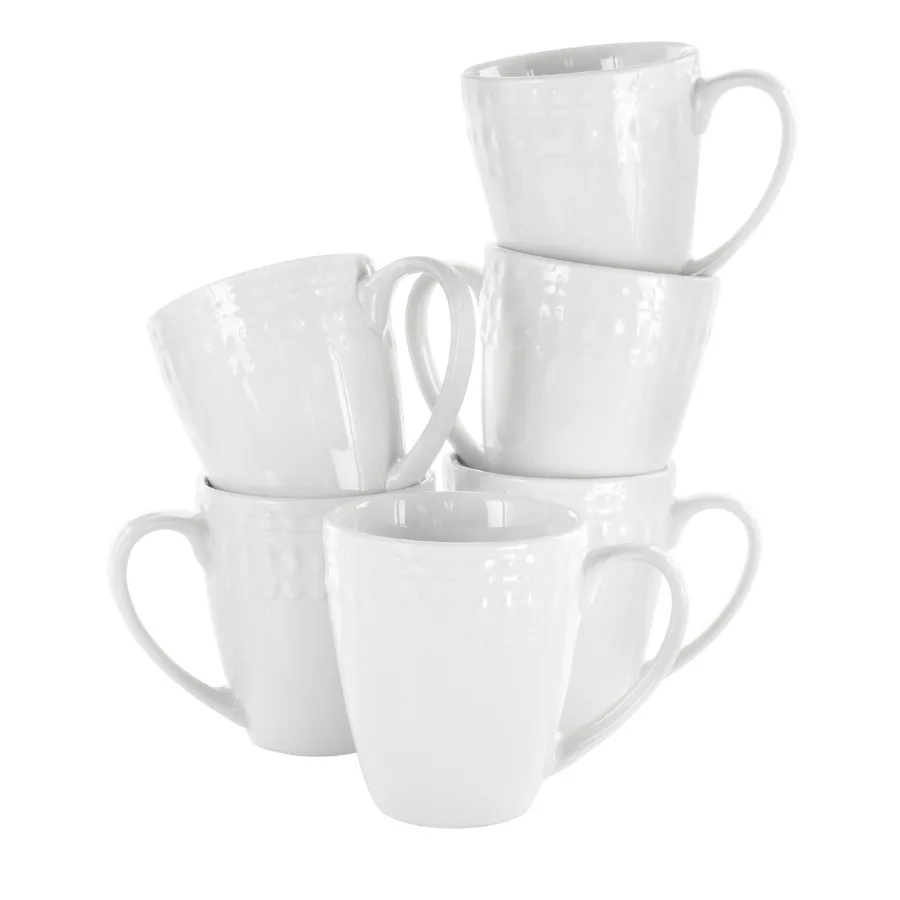 Cara 6 Piece Porcelain Cup Set in White
