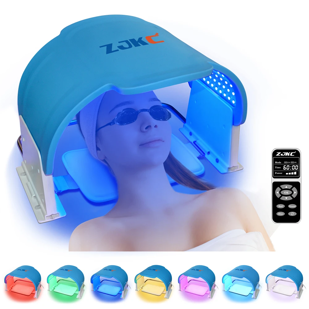 ZJKC 7 Colors LED Face and Neck Mask Silicone LED Face Masks for Skin Rejuvenation Fine Lines Eczema Light Therapy 990chips