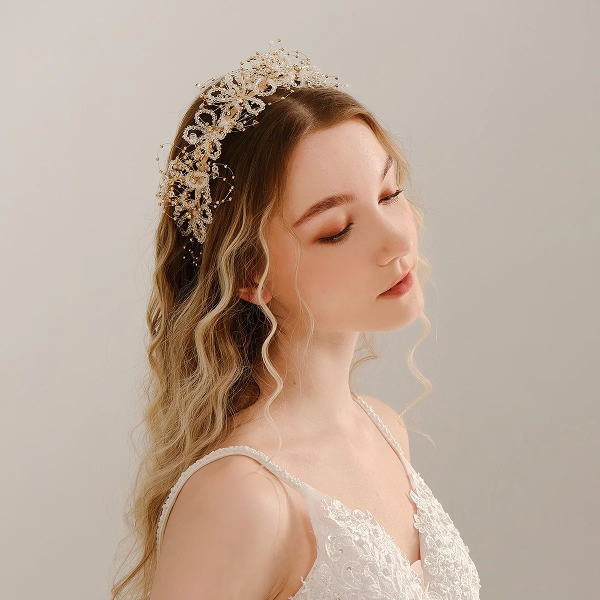 

Роскошная повязка для волос с кристаллами и бисером, тяжелая рабочая повязка на голову для фотографии, свадебное платье, соответствующий аксессуар для волос, свадебный макияж