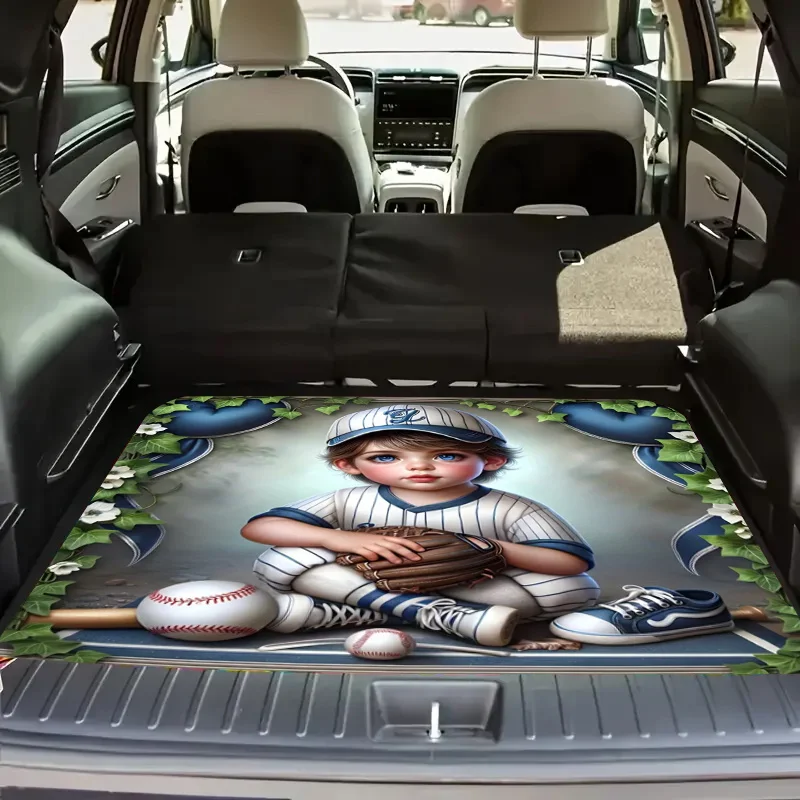 1pc Boy Print Trunk Mat - Soft, Durable, Non-Slip, Machine Washable SUV And Cargo Mat, Trunk Liner, Easy-to-Clean Interior Ma