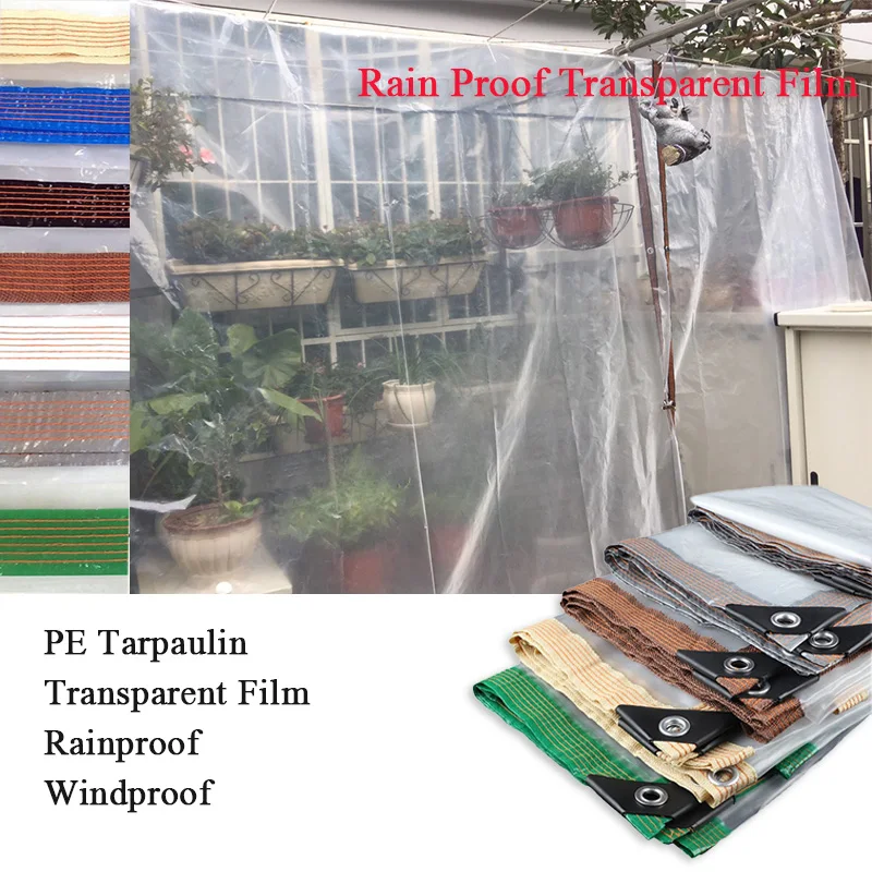 Plastic PE Rainproof Film 6 Lines Customized Size Transparent Thick Edge Rain Cloth Insulation Film Windproof Flower Protection