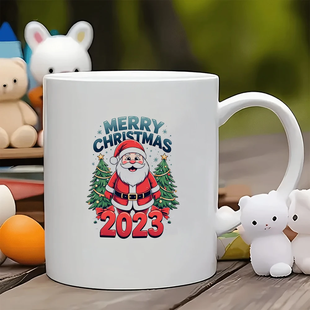 

11oz cartoon Santa Claus mug + Essential Holiday Gift Kids Water Cup Family Office Coffee Cup Set