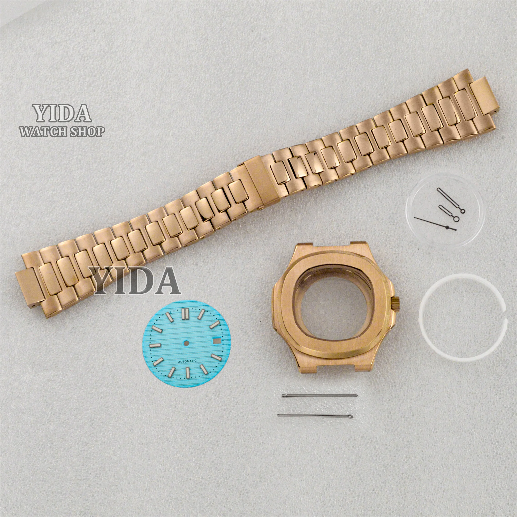 

316L Stainless Steel 41mm Watch Case Band 30.5MM Face Green Luminous Pointers For NH35 Automatic Movement Nautilus MOD Replace