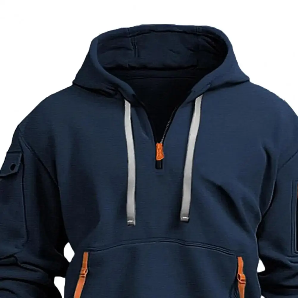 طقم ملابس رياضية قابلة للتنفس، طقم سويت شيرت بقلنسوة وسحاب للرجال، طقم رياضي مع سويت شيرت بقلنسوة للجري والارتداء #4