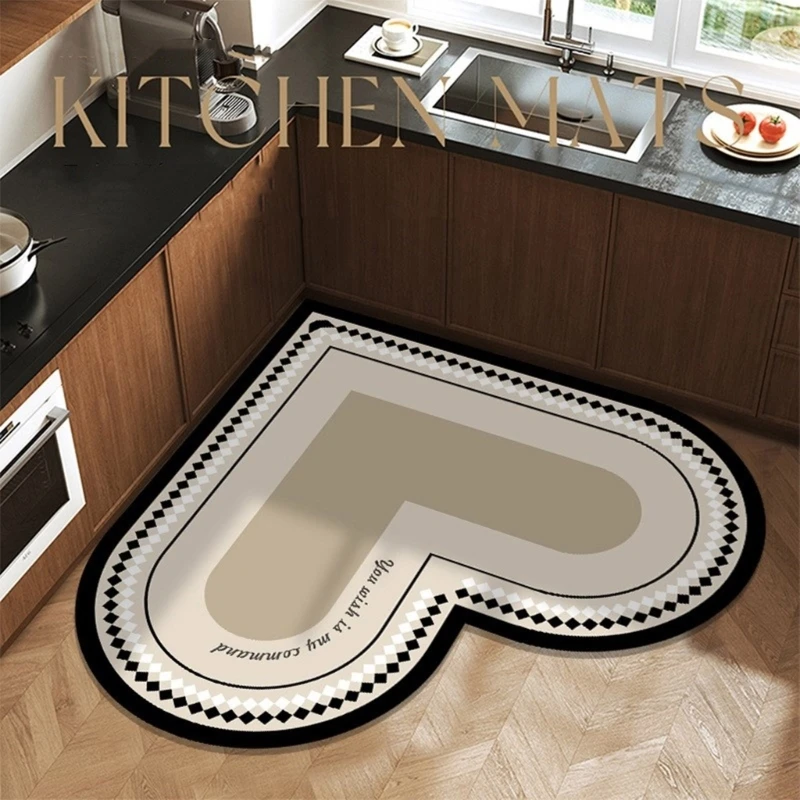 Elegant Heart Kitchen Mats with NonSlip Grip, Kitchen Floor Mats Waterproofs and Oil Resistant for Home Dining Decors