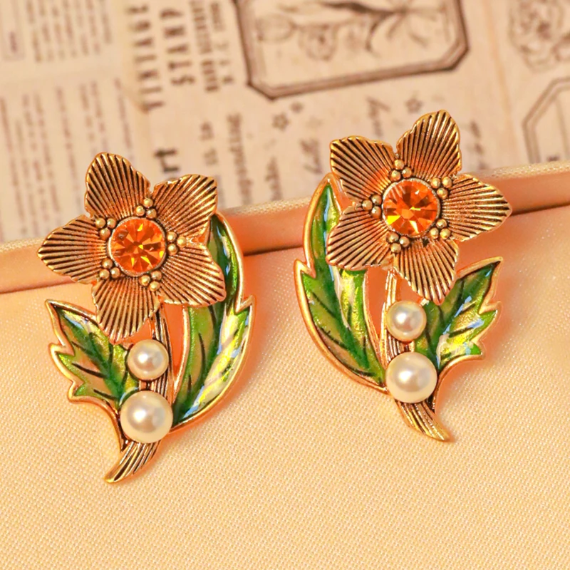 

Fraya Enamel Flower Stud Earrings for Women Colorful Sunflower Shaped Handmade 925Sterling Silver Fashion Jewery Earrings