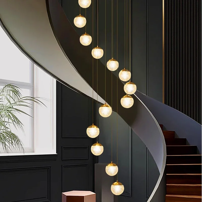 الشمال ديكور المنزل الثريات غرفة الطعام كرة زجاجية قلادة أضواء LED غرفة المعيشة غرفة نوم إضاءة داخلية درج مصابيح معلقة