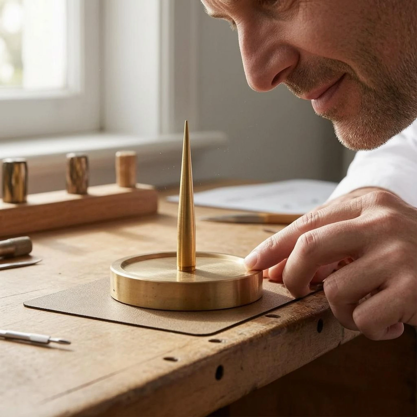 Copper Balance Wheel Stand Flat Base Watch Balance Wheel Stand Maintenance Gear One-Piece Exquisite Workmanship view 5
