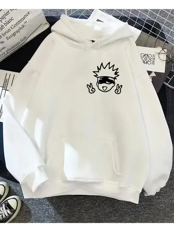 2024 Spring Autunm Unisex Jujutsu Kaisen Anime Hoodies Sweatshirts Large Animated DesignsKawaii Gojo Satoru Graphic Streetwear