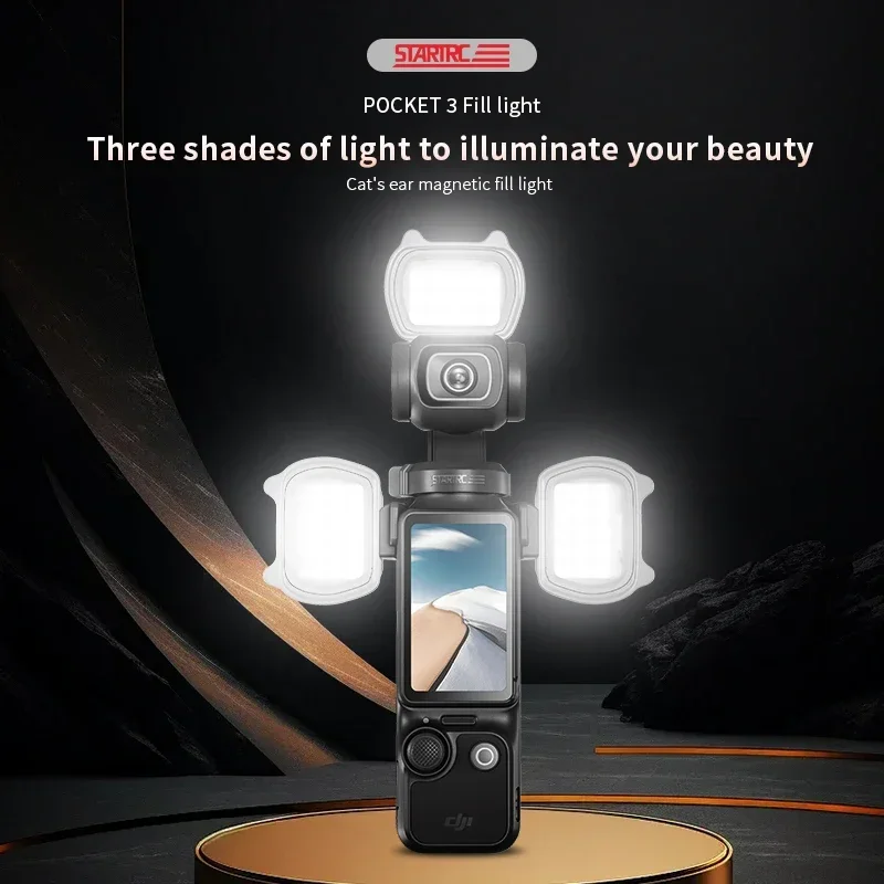 Magnetic Fill Light Set White + Warm + Soft Light 3 Modes Camera Fill Light With Single And Double Clips For DJI Pocket 3