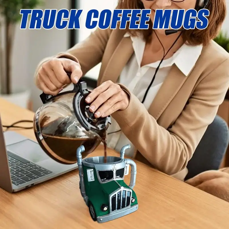 Creative Truck Design Coffee Mug Semi-trailer Water Cup Home office Desktop Kitchen Semi Truck Cold and Hot Drinks Cup Ornaments