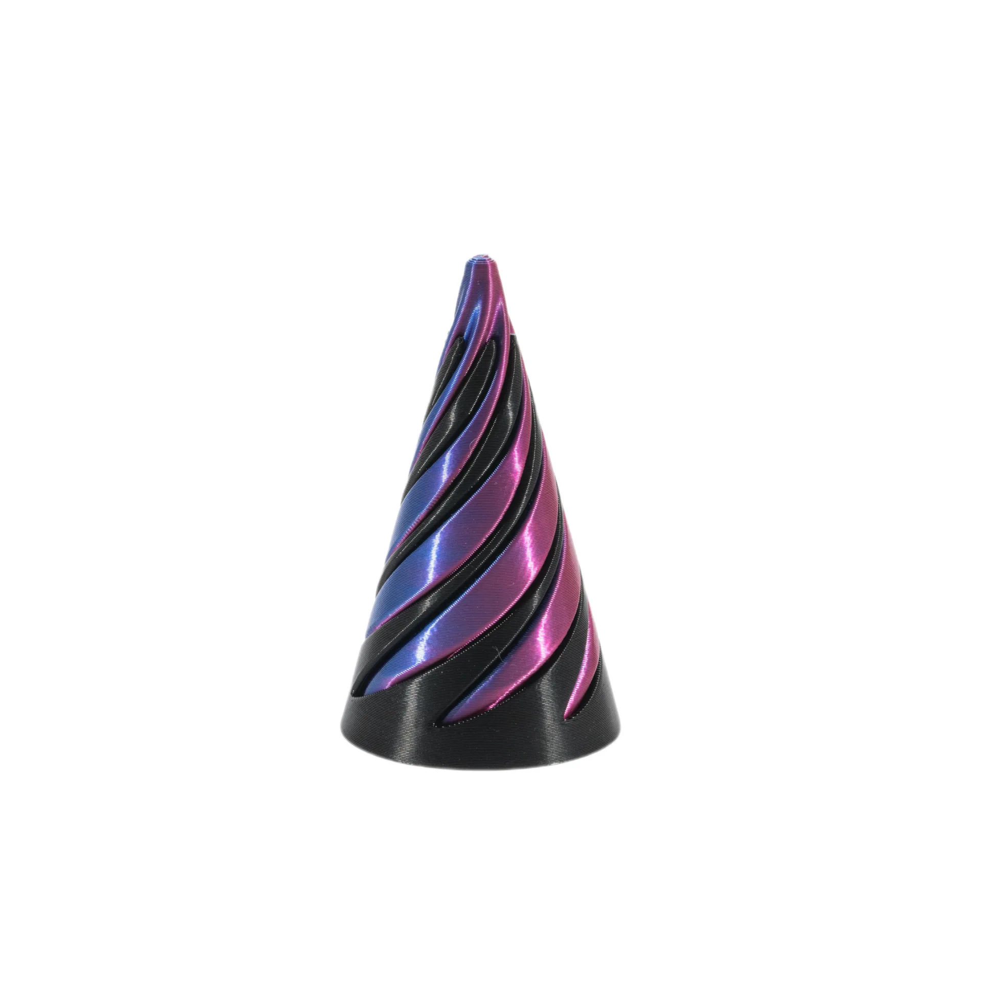 3D Printed Dual Color PLA Spiral Cone Pass Through Pyramid Sculpture Vortex Thread illusion Cone Ornaments Fidget Toy for Adults