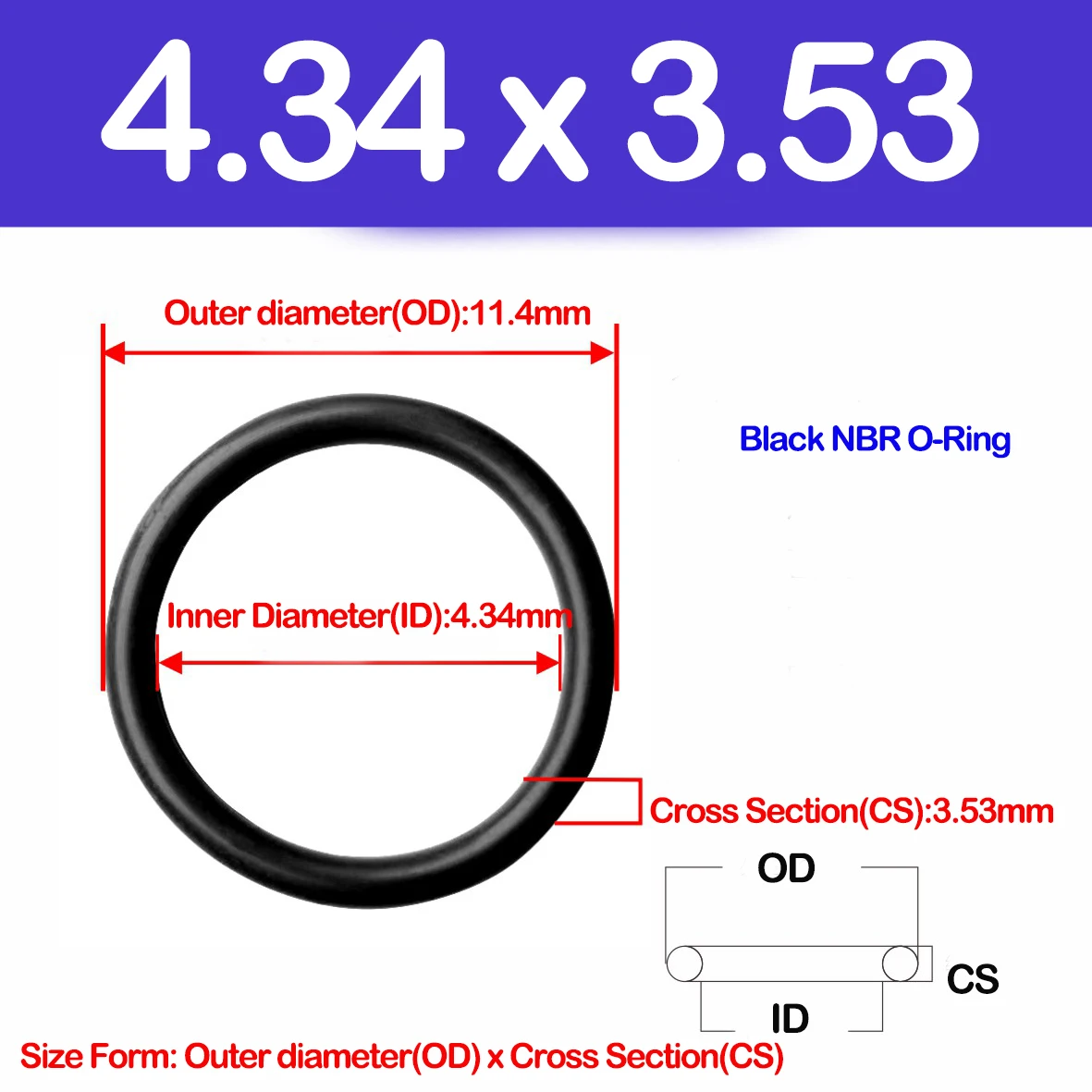 WD CS 3.53/3.55mm,NBR O Ring Sealing Gasket Nitrile Rubber Washers for Car Auto Vehicle Inner Diameter4.34--430.66MM,ID x CS