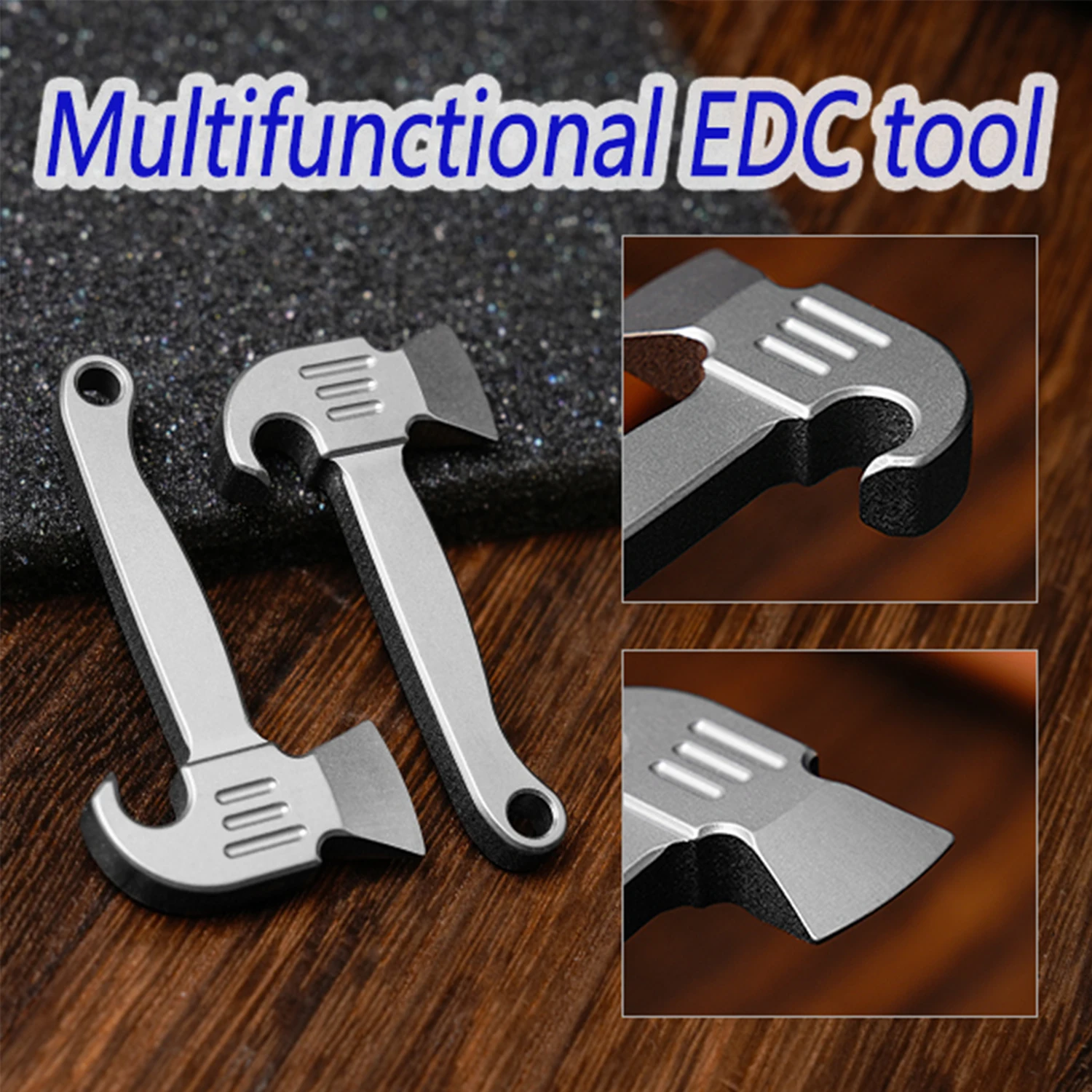 Titanium EDC Pry Bar Hatchet Shaped Outdoor Small Tool Portable Bottle Opener Unboxing Keychain Hanging Decoration