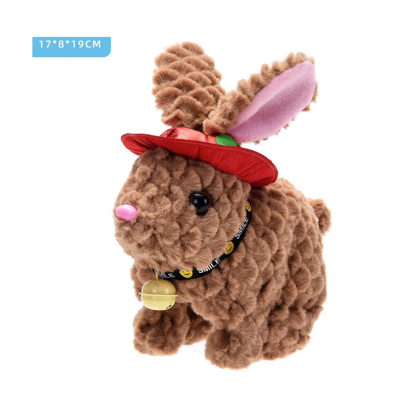 Super carino campana coniglietto elettrico orecchie lunghe cappello morbido giocattoli di peluche divertimento creativo salta e abbaia coniglietto elettrico per animali domestici regali di compleanno