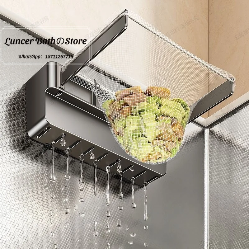Kitchen Sink Filter Holder, Disposable Mesh Bag Storage Rack, Foldable Strainer Net Stand for Sink, Portable Organizer