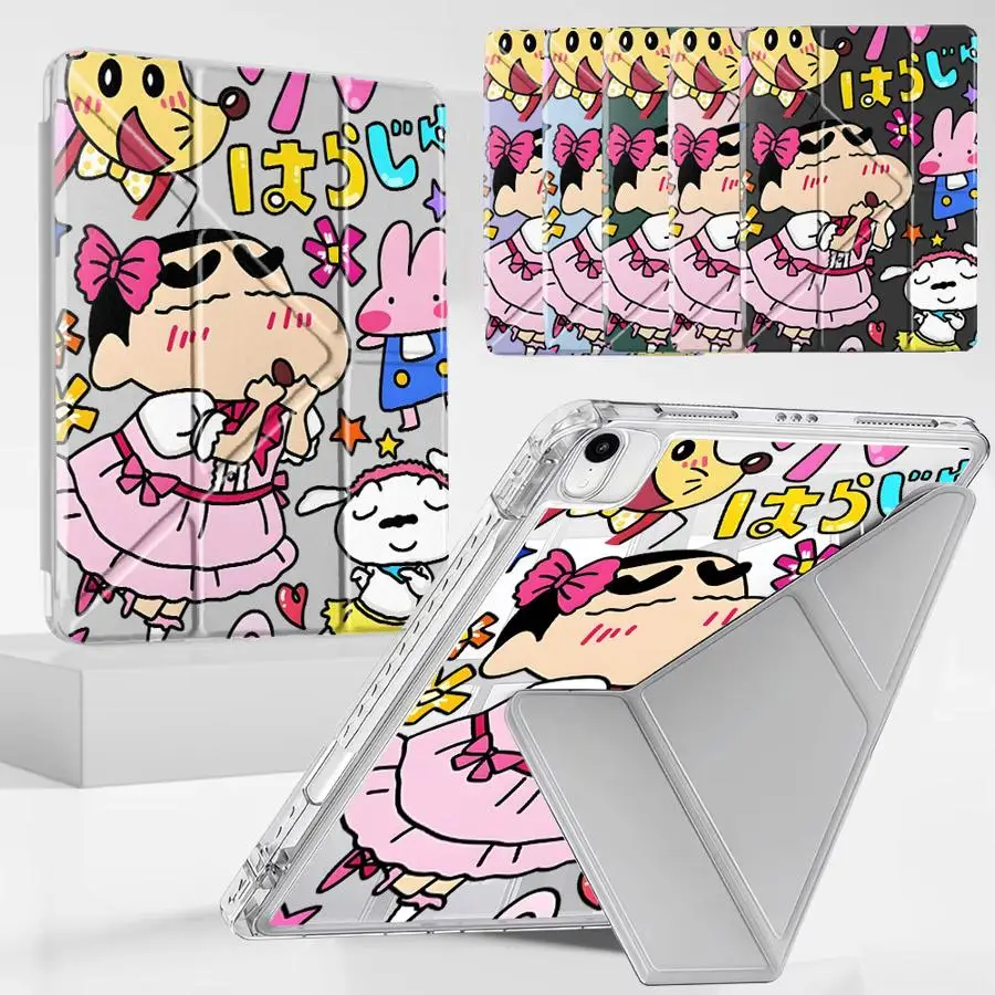 

Crayon Shin-Chan Cartoon Y-Fold Holder Cover Tablet Case For iPad Mini 6 7 Air 4 5 M3 M2 1 2 M4 11inch Pro 2025 Pro 11th 10th