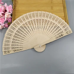 8-inch Chinese Handmade Fan Wooden Folding Fan Fragrant Wedding Party Gift Bamboo Fan Wedding Bride Party Decoration Handicraft