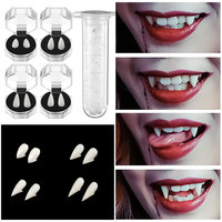 1 Pair Decor False Teeth Resin Fangs With Solid Glue Resin Vampire Teeth Fangs Halloween Props Diy Teeth denture beauty health