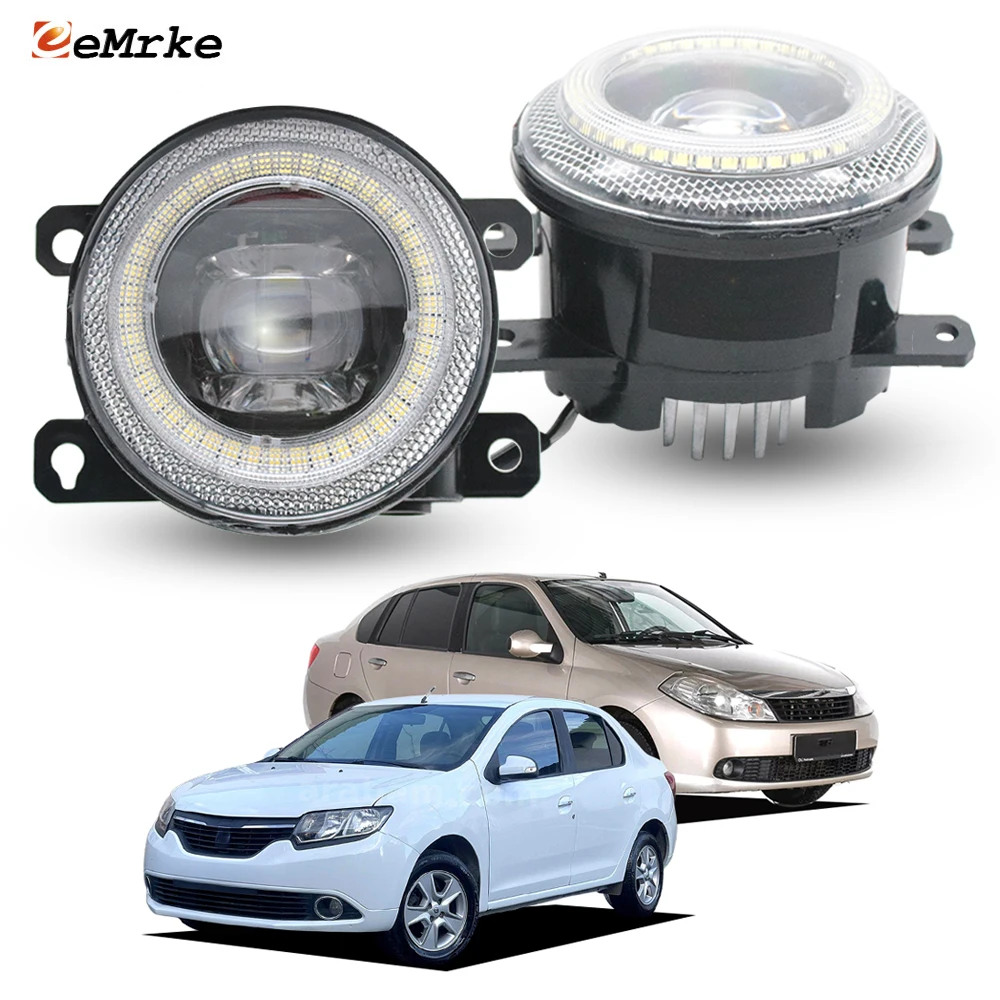 2X 30W Led Fog Lights Upgrade Angel Eyes DRL Halo Car Accessories For Renault Thalia Symbol MK II III Logan Saloon 2008-2021