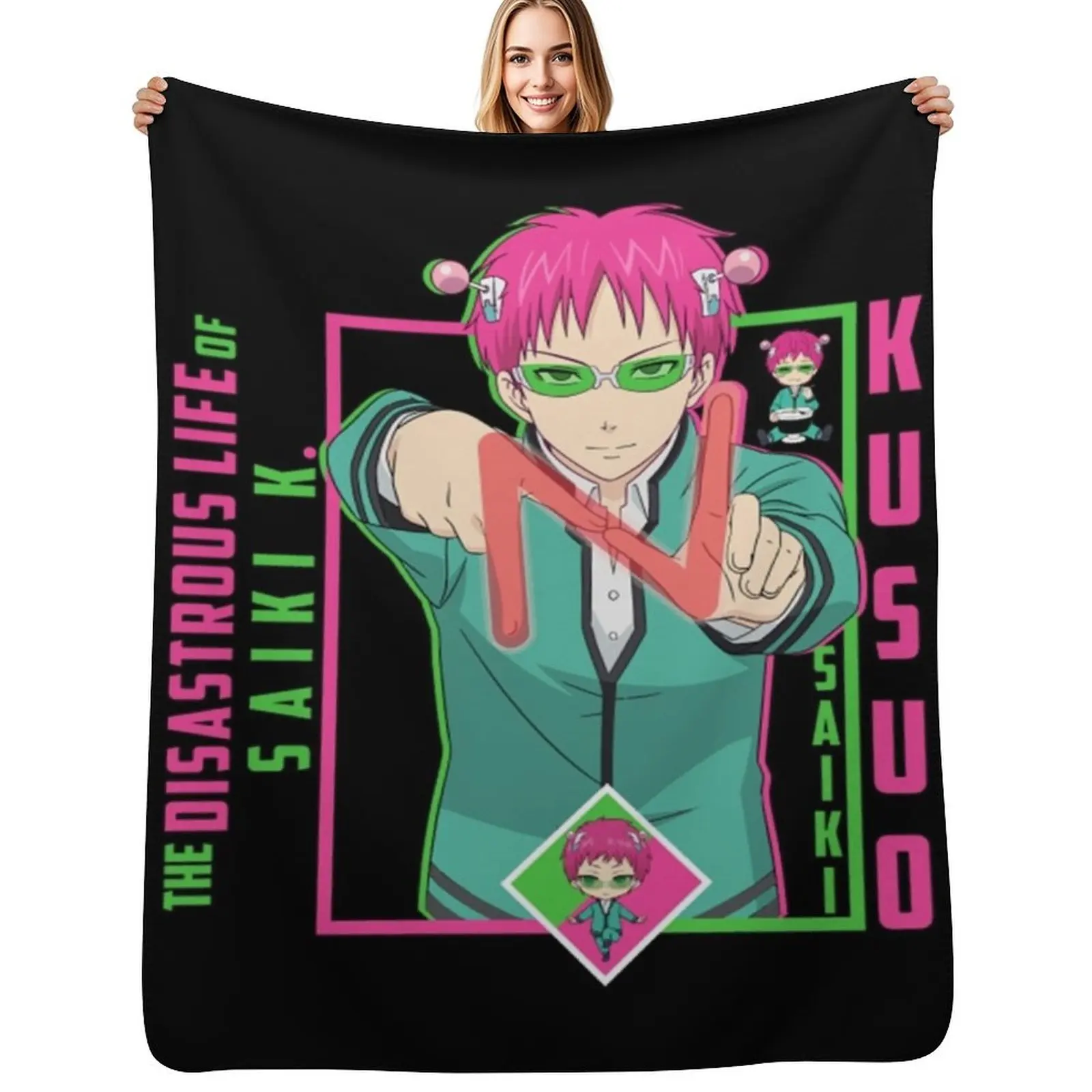 

Saiki K T-ShirtThe Disastrous Life of Saiki K. - Saiki Kusuo Throw Blanket Kid'S Polar Thins Sofa Quilt Blankets