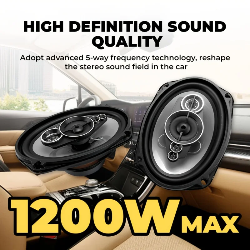 1200W Peak power，6x9Inch 5Car coaxial speaker，12V Non-destructive installation of car audio system，Suitable for car