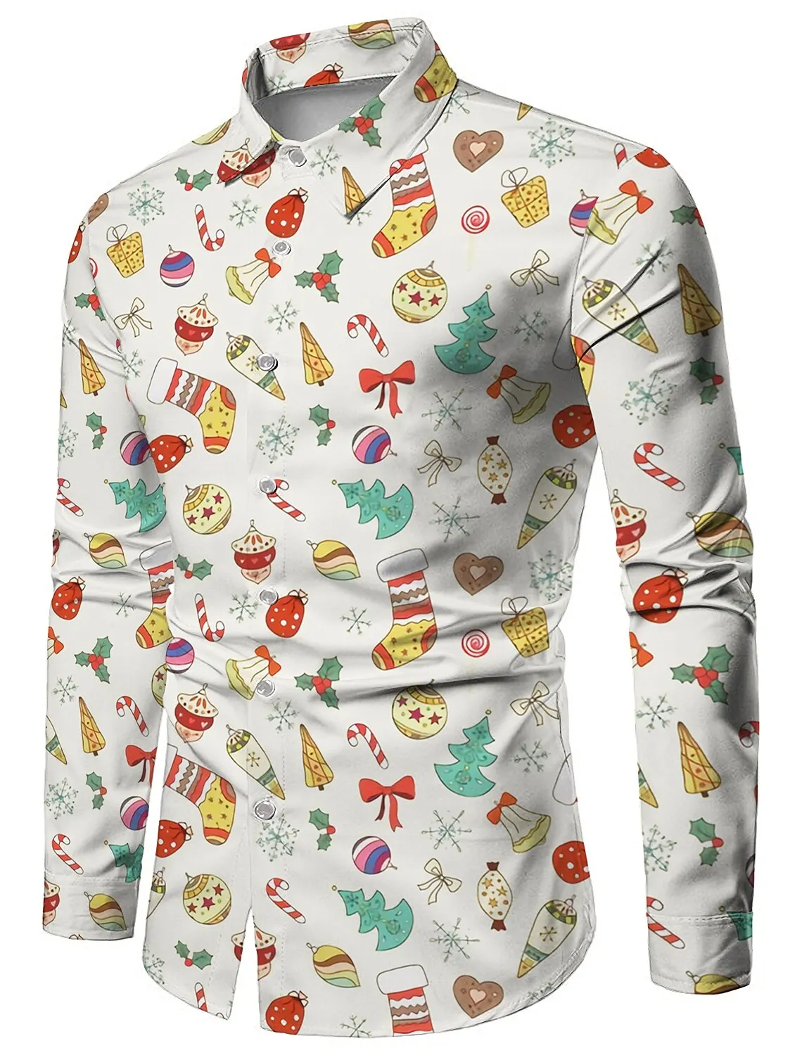 Kerstoverhemden Heren Overhemd Boom Kerstman Klassieke Kraag Casual Kleding Met Lange Mouwen Mode Etnische Stijl