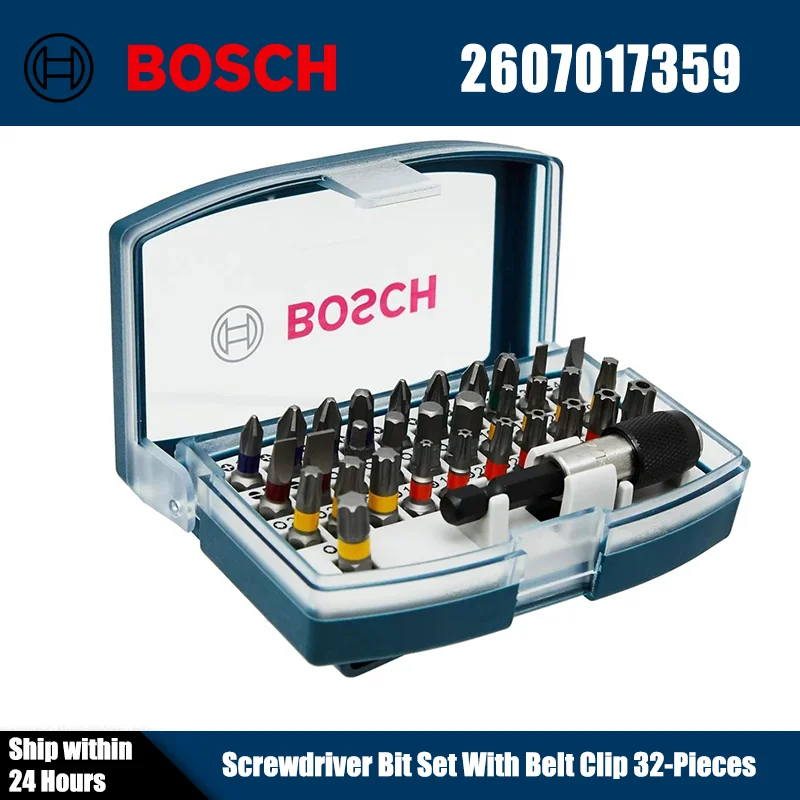 BOSCH 2607017359 Crewdriver Bit Set With Belt Clip 32 Piece Strong Durable Power Tool Accessories High Quality