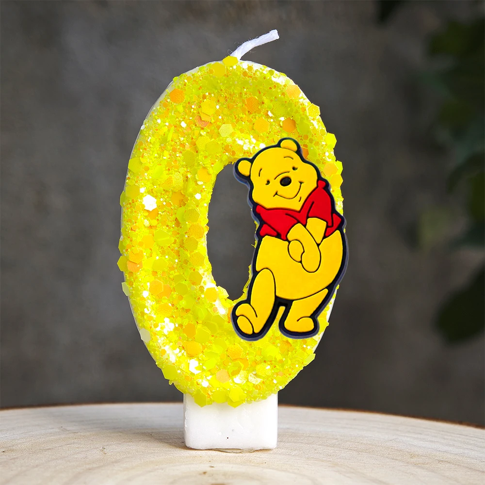 Niedliche Winnie The Pooh Kerzen Mottoparty Nummer 0-9 Kindergeburtstag Party Tortenaufsatz Babyparty Dekoration für Partyzubehör