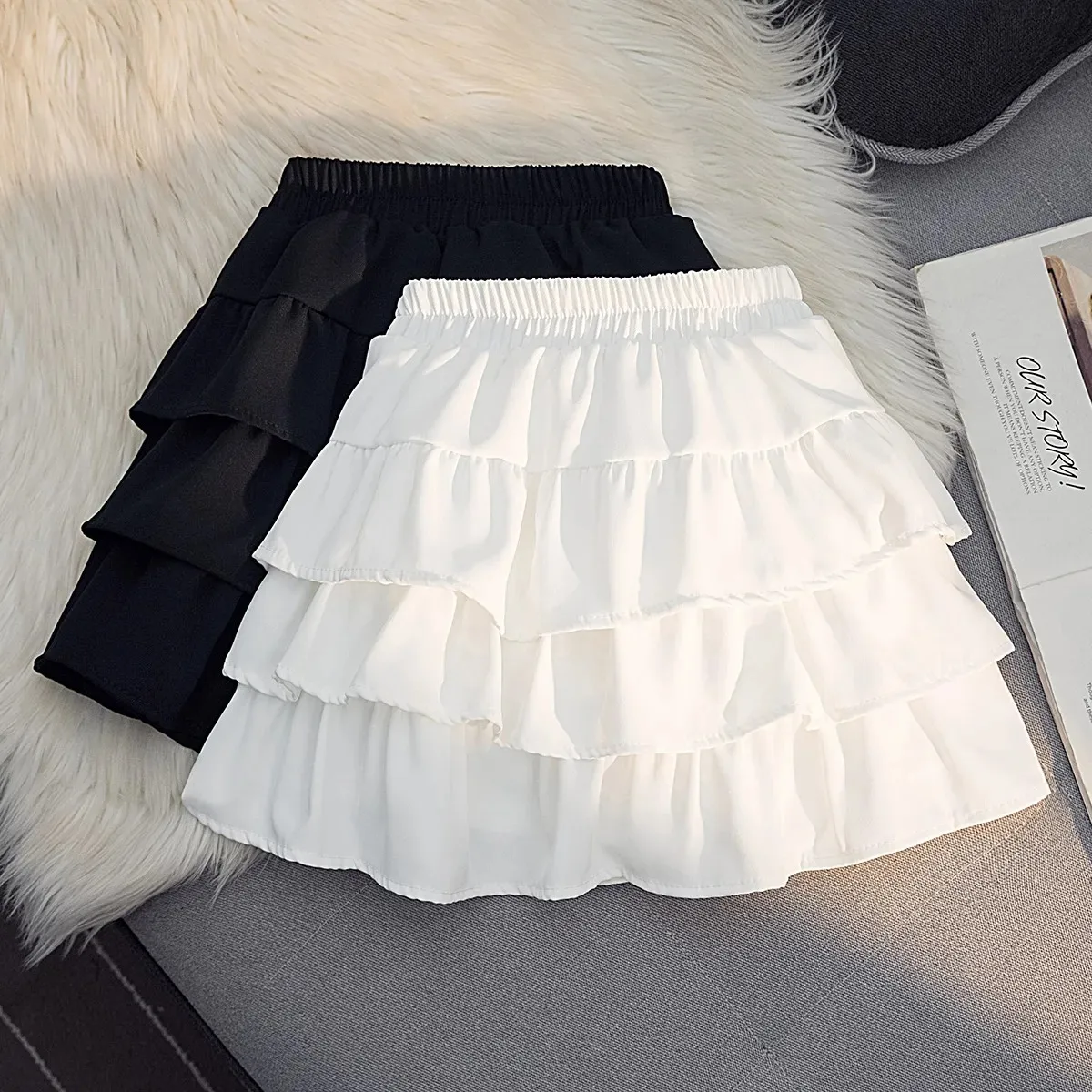 

Girls' Half length Skirt Summer 2024 New Fashionable Girls' Cake Skirt Mid size Children's Summer Anti slip Skirt