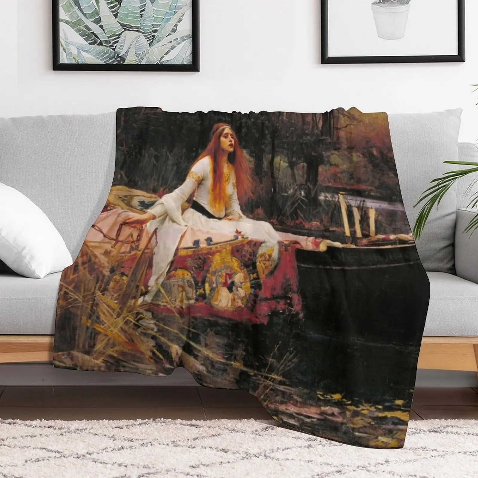 The Lady of Shallot - John William Waterhouse Throw Blanket Beautifuls Designers Thermal Heavy Blankets